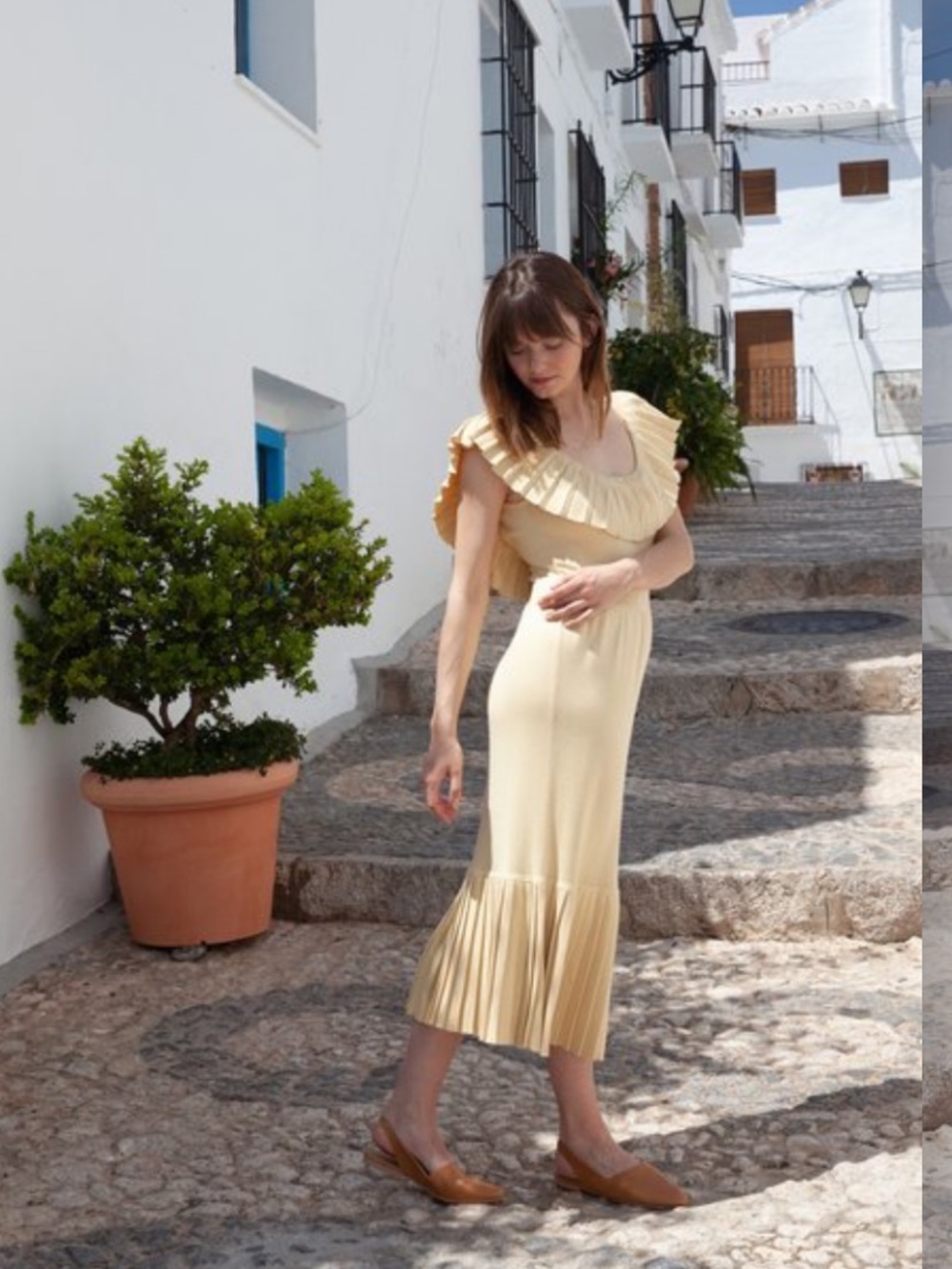 Hesperios Florence Dress in Straw Yellow S